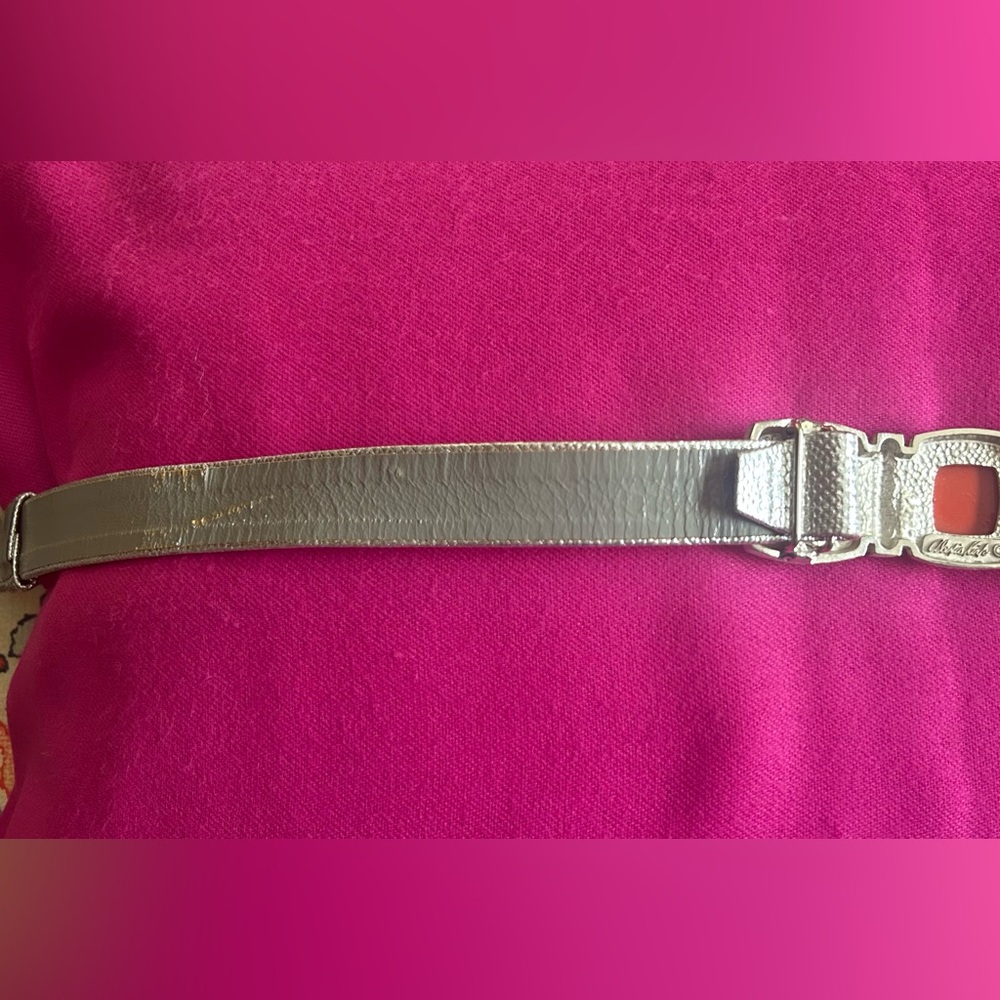 Vintage 1980’s Alexis Kirk Adjustable Silver and Coral Belt - Picture 6 of 7